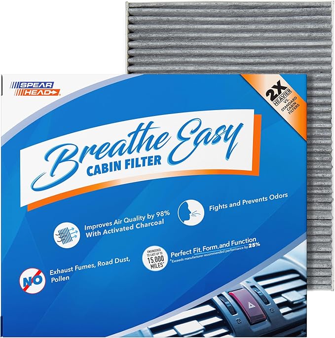 Spearhead Odor Defense Breathe Easy Cabin Filter | Fits 08-17 Enclave, 09-17 Traverse, 07-16 Acadia, 2017 Acadia Limited, 07-10 Outlook Like OEM | Up to 25% Longer Lasting w/Activated Carbon (BE-663)