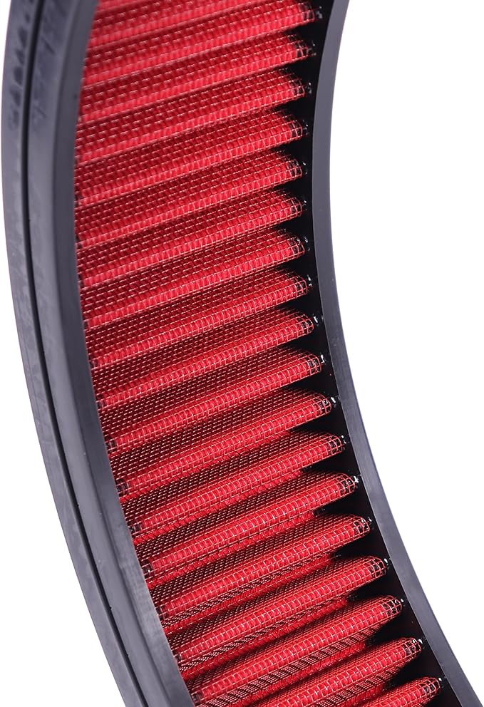 14"x3"Air Cleaner Air Filter Element Round Replacement Washable Reusable Compatible with Chevrolet Buick Ford GMC Mopar Oldsmobile Pontiac Cotton Fiber High Flow (Red)