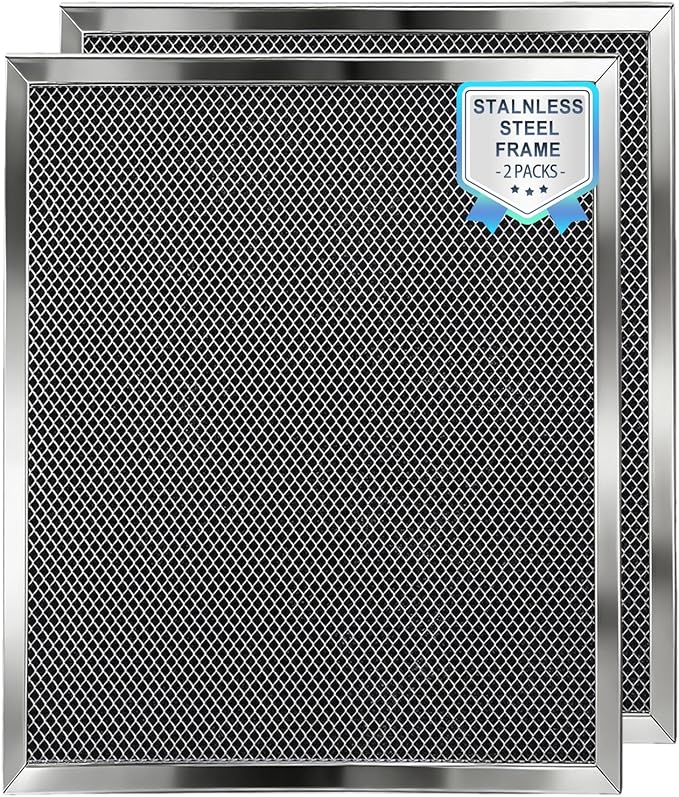97007696 Range Hood Filters 2-Pack - 10.5"x8.94"x0.35" Stainless Steel Frame Universal Replacement for Grease Filtration (Stainless steel)