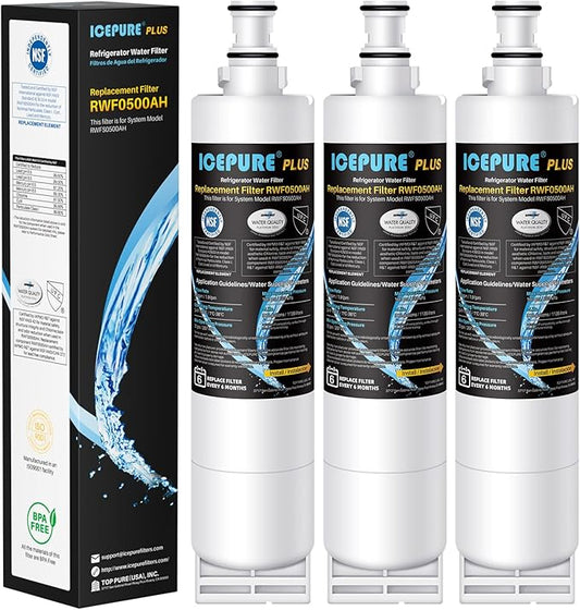 ICEPURE PLUS NSF53&42 Refrigerator Water Filter Replacement for Whirlpool 4396508 4396510, Everydrop EDR5RXD1, Filter 5, 4392857, WF285 PNL240V 4396918 9010 WF-NL300 WF-L500 RWF0500A RWF0500AH 3PACK