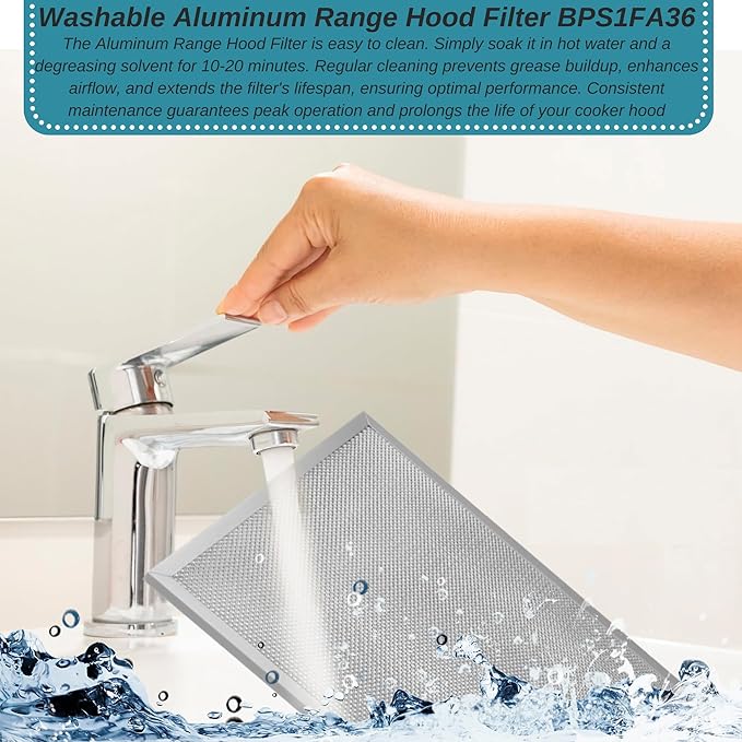 Broan Model BPS1FA36 Range Hood Filter 11-3/4" X 17-1/4" X 3/8" Replacement for NuTone Allure 36" WS1 and Broan QS1 36-Inch Filter Aluminum (2-Pack)