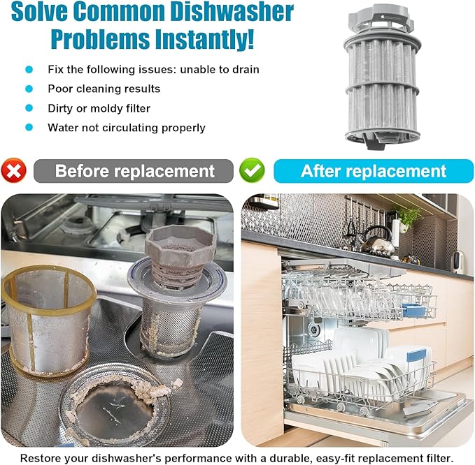 645038 00645038 Dishwasher Micro Filter Drain Mesh Basket for Bosch Thermador Kenmore, Replaces 00651097 1560725 651097 AP4339631 PS3479708 PS8730270