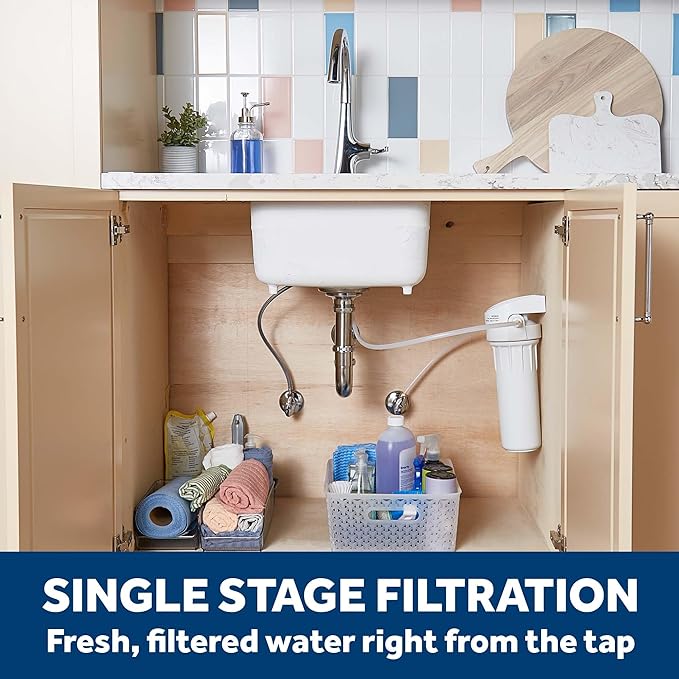 GE Water Filter System for Entire Home, Water Filtration System Reduces Lead, Asbestos & More, Install Kit & Accessories Included, Replace Filters (FXUTC, FXULC, FXUVC) Every 6 Months, GX1S01R