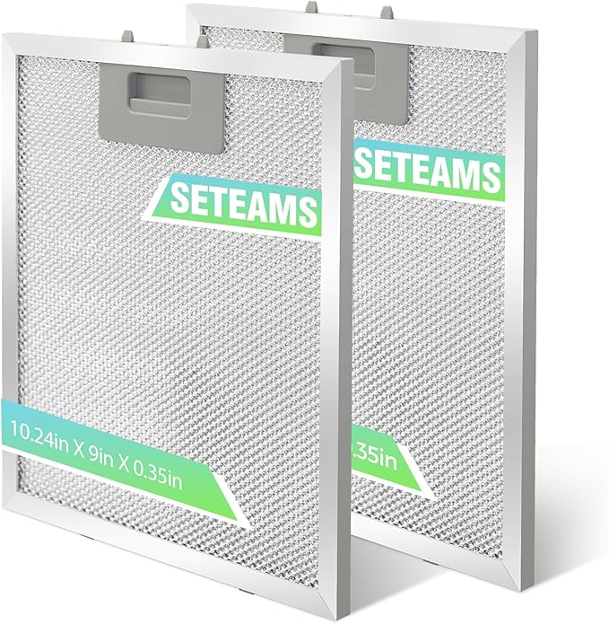 2-Pack S97018029 Range Hood Filter Replacement, 5-Layer Aluminum Mesh Grease Filter for Broan B5 Series & Compatible Hoods, 9x10.25 Inches, Fits Part #99010123, 88152, 97007996 By Seteams