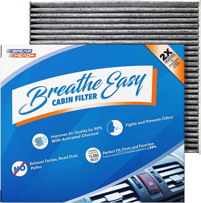 Spearhead Odor Defense Breathe Easy AC & Heater Cabin Filter | Fits Select 2008-21 Chevrolet, GMC, Hyundai, Kia, Saturn Like OEM | Up to 25% Longer Lasting w/Activated Carbon (BE-819)