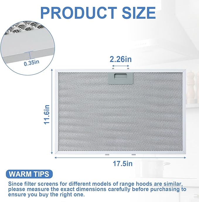 WB02X11012 Range Hood Grease Filter Compatible with GE 5 Layer Aluminum Vent Range Hood Filters JV566H1SS JV566H2SS JV665H1BB JV665H1CC JV665H1WW, 17-1/2 x 11-5/8 Inches - 2 Pack