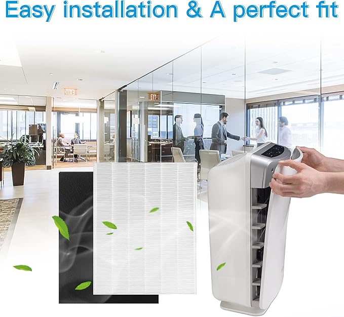Hongfa 115115 Filter A Replacement Filter for Winix Air Purifier, Replacement for Winix PlasmaWave Air Purifier C535 5300 5300-2 6300 6300-2,2 Pc 115115 True Hepa Filter A and 8 Pc Carbon Pre-filter