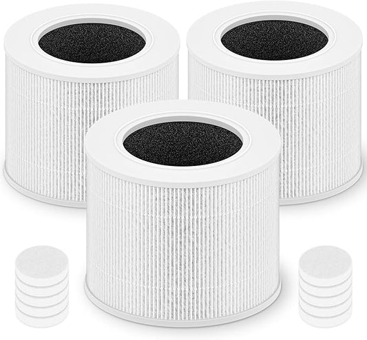 Core Mini Replacement Filter for LEVOIT Core Mini and Core Mini-P Air Purifier, 3-in-1 High-Efficiency Activated Carbon Filter, Core Mini-RF, 3 Filter & 10 Fragrance Sponge