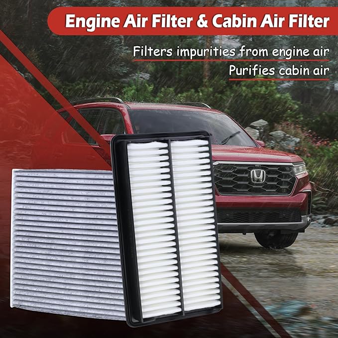 17220-5J6-A10 Engine Air Filter and 80292-SDA-A01 Cabin Air Filter kit Compatible with 2016-2022 Pilot 2019-2025 Passport 2017-2025 Ridgeline 2016-2020 MDX Replaces CA12061 CF10134 80292-SDA-407