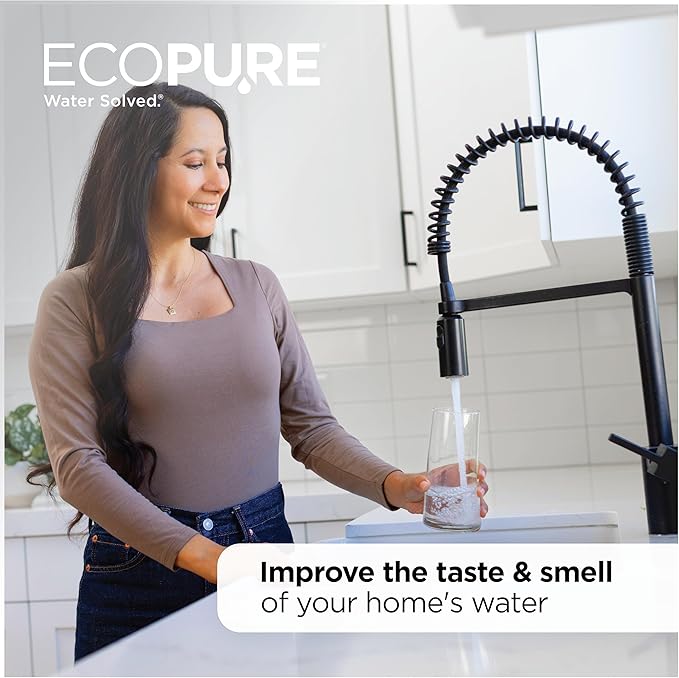 EcoPure EPW2F Premium Fact Universal Whole Home Filter (2 Pack), Dark Gray/Black