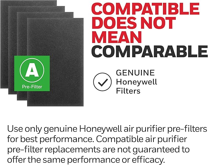 Honeywell HRF-A200 Air Purifier Pre Kit Filter, 4 Count (Pack of 1)- Allergen Air Filter Targets Dust, VOC, Pet, Kitchen, and Wildfire/Smoke Odors