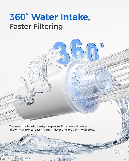 Waterdrop Alkaline Water Filter Pitcher with 3 Replacement Filters, Can Work with Brita® Water Pitchers & Filters, Smooth-Tasting Water, Increases PH, Reduces Chlorine, Up to 6 Months, 7-Cup, Blue