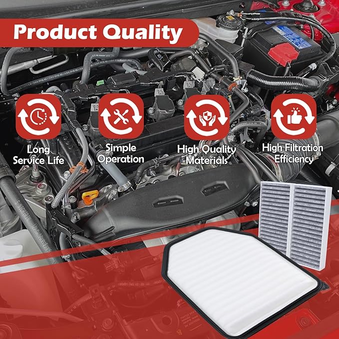 CA10348 Engine Air Filter and CF11777 Cabin Air Filter kit Compatible with 2011-2017 Jeep Wrangler 2018 Wrangler JK 3.6L V6 Replaces 53034018AD 55111302AA