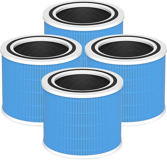 Core 200S Smoke Remover Replacement Filter Compatible with LEVOIT Core 200S and Core 200S-P Smart WiFi Air Purifier, 3-in-1 Grade Main Filter, Core 200S-RF-SR, Blue, 4 Pack