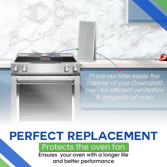 Downdraft Stovetop Filter Replacement for 71002111 Jenn Air Filter Downdraft 15.6” x 6.4” - Range Oven Filter Fits Into Jennair Downdraft Filter Vent and Protects the Stove Fan (2-Pack)
