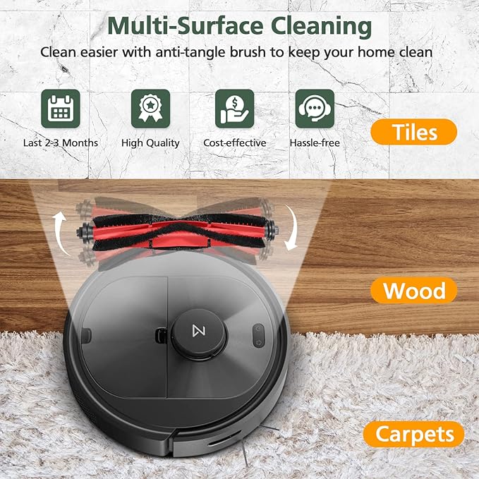 isinlive Q5 Replacement Accessories Kit Compatible with Roborock Q5 Q5+ Q5 Plus Vacuum Cleaner, 1 Main Brush, 4 Hepa Filters, 4 Side Brushes, 1 Cleaning Brush, 1 Screwdriver