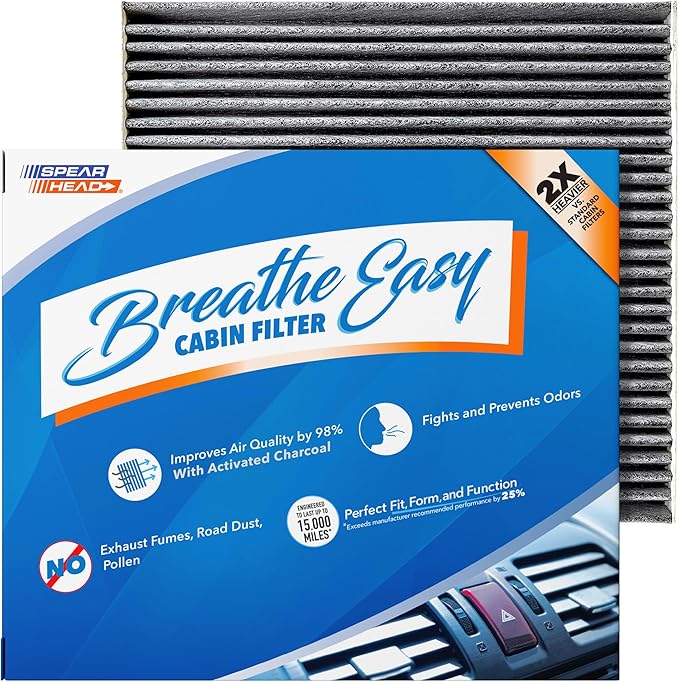 Spearhead Odor Defense Breathe Easy AC & Heater Cabin Filter | Fits Select 2003-2025 Acura/Honda Like OEM | Up to 25% Longer Lasting w/Activated Carbon (BE-134)