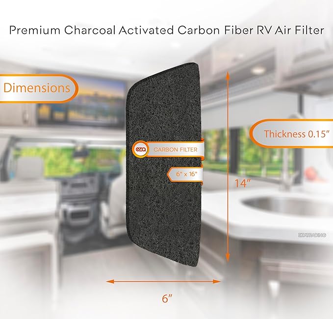 RV Premium Charcoal Activated Carbon Fiber Air Conditioner Filter - Air Duct AC Carbon Filter Replacement for RV AC Vent (2 Pack, 6" x 16")