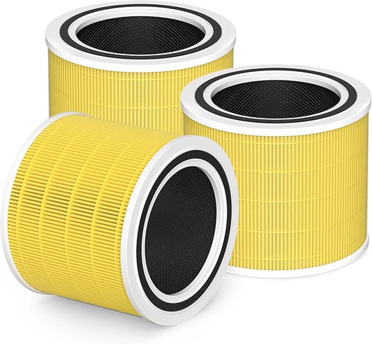 Core 200S Pet Care Replacement Filter Compatible with LEVOIT Core 200S and LEVOIT Core 200S-P Smart WiFi Air Purifier, 3-in-1 High-Efficiency Activated Carbon Filter, Core 200S-RF-PA, Yellow, 3 Pack