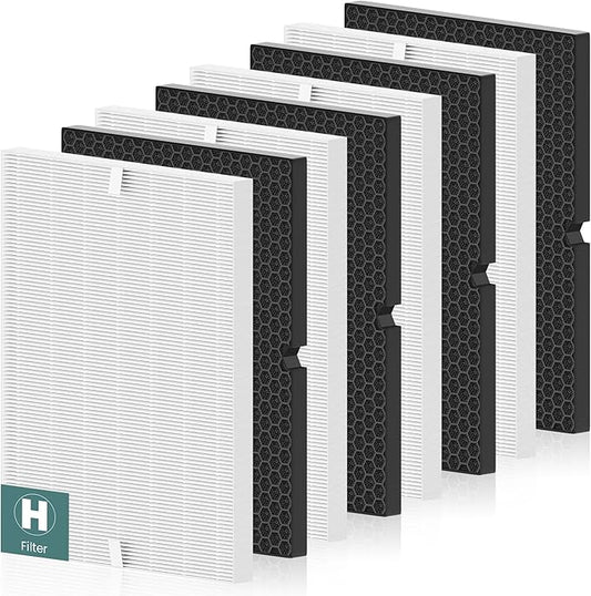 116130 Replacement Filter H for Winix 5500-2 AM80 Plasmawave Air Purifier, Includes 4 Pack Filter H and 4 Pack Activated Carbon Filter