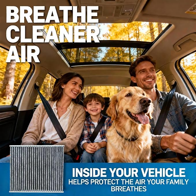 Cabin Air Filter with Activated Carbon for Chevrolet Equinox GMC Terrain 2010-2017,Hyundai Santa Fe Sonata 2012-2015,Kia Optima Sedona,Replacement for 97133-3SAA0,Multi-Layer Filtration&Odor Control