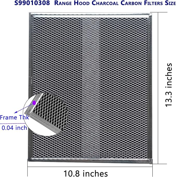 2-Pack Upgraded S99010308 BPSF30 Range Hood Charcoal Filters 10.8"x13.3" Fit GE WB02X10707 S-ears Allure Range Hood Filter and Bro-an Nut-one QS WS Non-Ducted carbon Replacement Filter