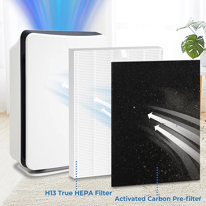 D360 Replacement Filter D3 Compatible with Winix D360 Air Purifier, Part Number 1712-0101-02, 2 Main Filter & 8 Activated Carbon Filters
