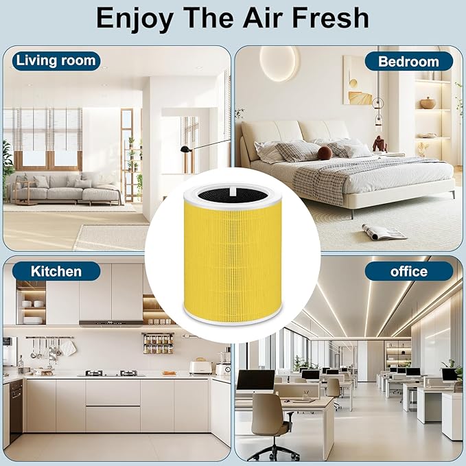 Core 600S Pet Care Replacement Filter for LEVOIT Core 600S-P, Core 600S-RF Air Purifier Filter 3-in-1 True Activated Carbon for Large Room, 2 Pack, Yellow