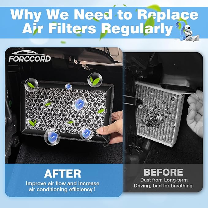 2-Pack HEPA Cabin Air Filter Fits for Tesla Model 3 Model Y 2016-2024 2025 Activated Carbon Cabin Filter Replacement Tesla Car Accessories