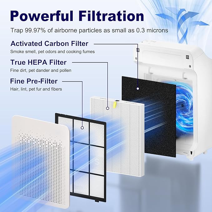 C545 Replacement Filter S Compatible with Winix C545 Air Purifier 1712-0096-00 and 2522-0058-00, 2 x Middle Main Filter + 8 x Activated Carbon Filters