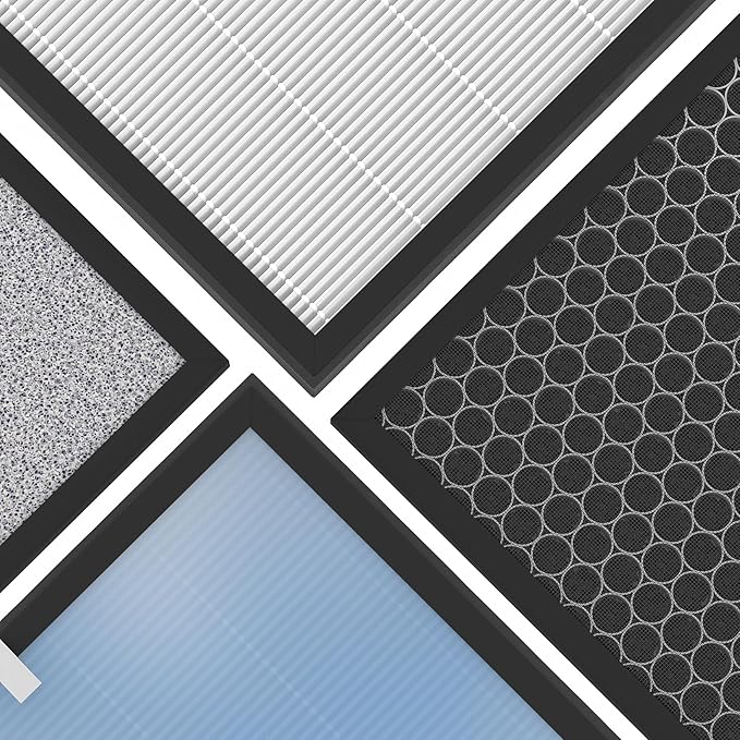 3 Sets HSP001 H13 True Hepa Replacement Filters, Compatible with HATHASPACE Air Purifier, 4 in 2 | True H13 HEPA Filter with Activated Carbon Pre-Filter.