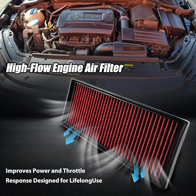 RYANSTAR RACING High-Flow Air Filter 33-2865 Compatible with Audi Volkswagen Washable and Reusable Improves Power and Throttle Response Designed for Lifelong Use