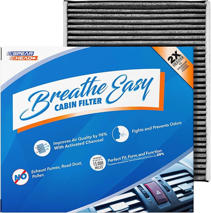 Spearhead Odor Defense Breathe Easy AC & Heater Cabin Filter | Fits 13-18 C-Max, 13-19 Escape, 12-18 Focus, 17-22 GT, 14-23 Transit Connect, 15-19 MKC | 25% Longer Lasting w/Activated Carbon (BE-920)