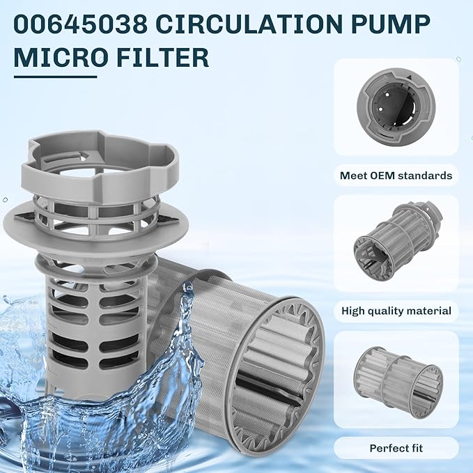 New 00645038 645038 Micro Filter for Bosch Kenmore Thermador Dishwasher Parts, Replaces AP4339631, 00651097, 1560725, 651097, AH3479708, EA3479708, PS3479708, PS8730270