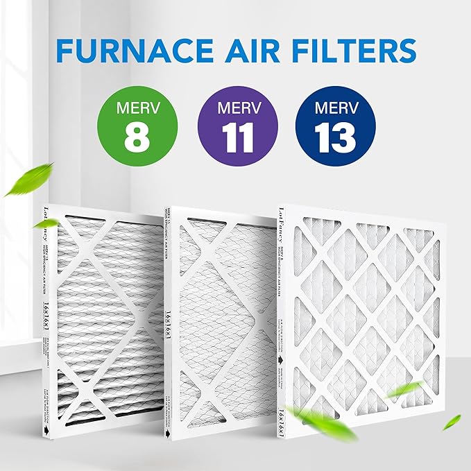 LotFancy 16x16x1 Air Filter MERV 8 6-Pack, Electrostatic Pleated Furnace & AC Filter, Captures Dust, Pet Hair, Pollen, Actual Size: 15.75"x15.75"x0.75"