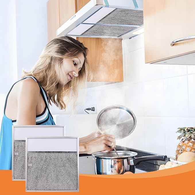 Range hood Filter with Light Lens for Broan-NuTone Kitchen Exhaust Grease Aluminum Filter R610045, R610050, SR610045, fit whirlpool WP8190232, fit 43000 Series Range Hood 11-3/8 X 11-3/4 X 3/8 Inch