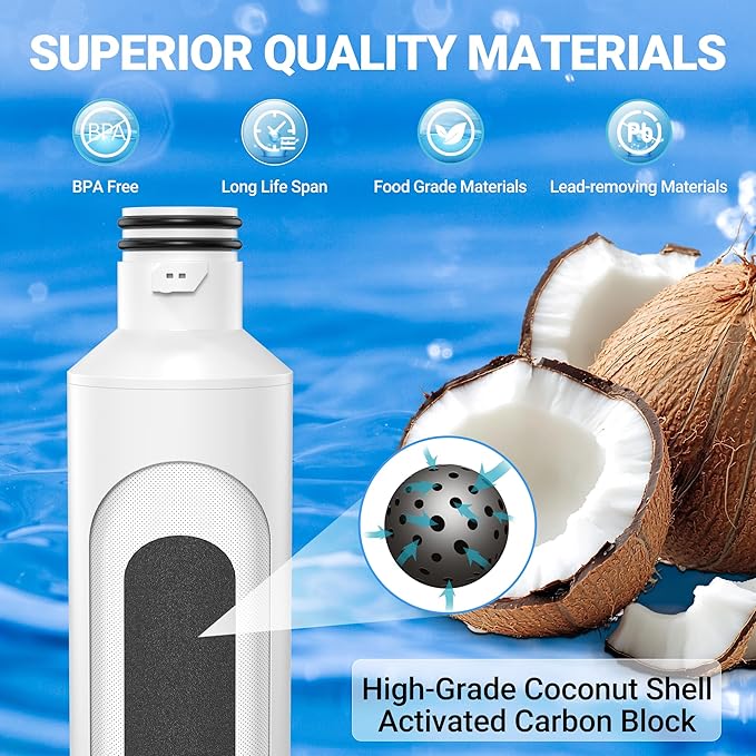 ADQ747935 LT1000P Water Filter for LG - Replacement LT1000P/PC/PCS, LFXS26973S, LMXS28626S, LMWS27626S, LFXS28596S, ADQ74793501 and LT120F Air Filter, 3 Combo | by PANDEELS