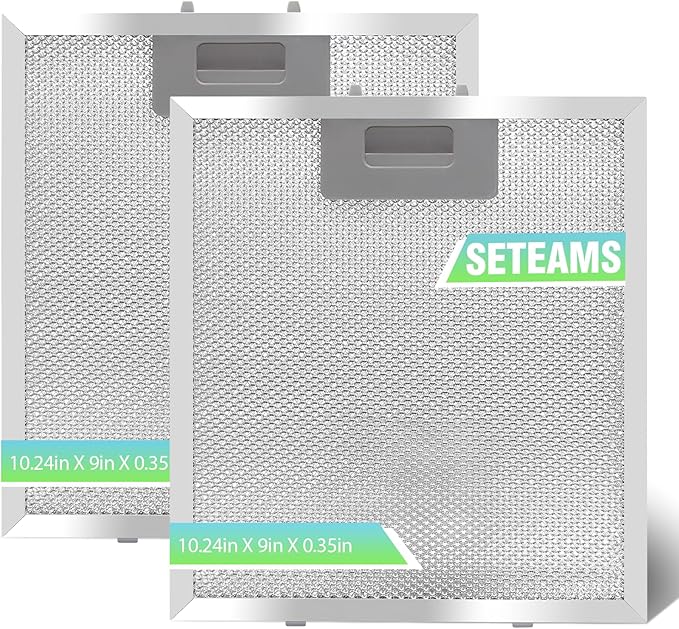 2-Pack S97018029 Range Hood Filter Replacement, 5-Layer Aluminum Mesh Grease Filter for Broan B5 Series & Compatible Hoods, 9x10.25 Inches, Fits Part #99010123, 88152, 97007996 By Seteams