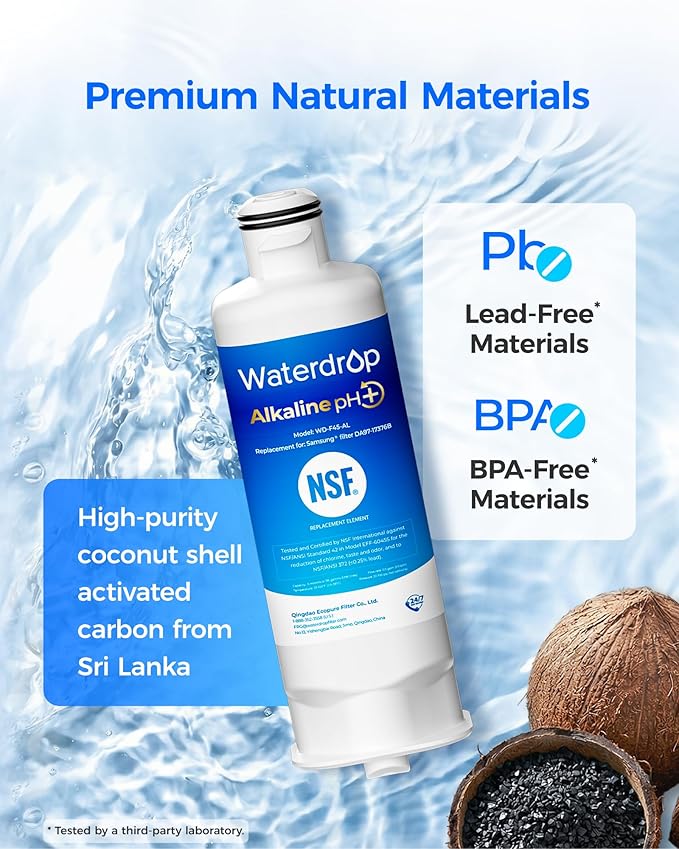 Waterdrop Alkaline DA97-17376B Water Filter, Enhances pH, Replacement for HAF-QIN/EXP, DA97-08006C, RF28R7201SR, RF28R7351SG, WD-F45-AL, 3 Filters