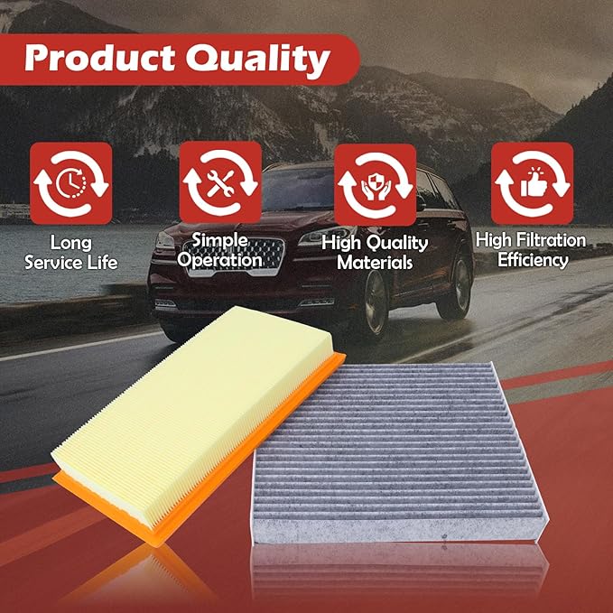 FA1884 Engine Air Filter and FP89 Cabin Air Filter kit Compatible with 2020-2025 Explorer 2.3L 3.0L 2020-2025 Aviator 3.0L 2020-2023 Aviator 3.0L Hybrid Replaces 7C3Z9601A JX6Z19N619BA