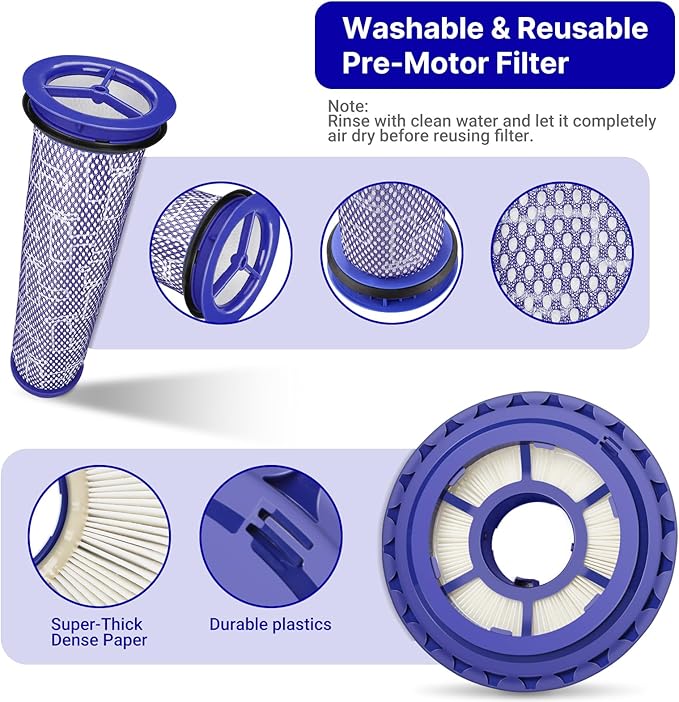 Lemige Vacuum Filters Replacement Parts for Dyson DC41 DC65 DC66 UP13 UP20 UP30 Animal, Multi Floor and Ball Animal 2 Aniaml 3 Vacuums, Part 920769-01&920640-01, 1 Pack Post Filter & 1 Pack Pre Filter