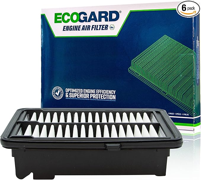 ECOGARD XA10424 Premium Engine Air Filter Fits 2021-2024 Honda City, 2024 BR-V, 2015-2020 Fit (Pack of 6)
