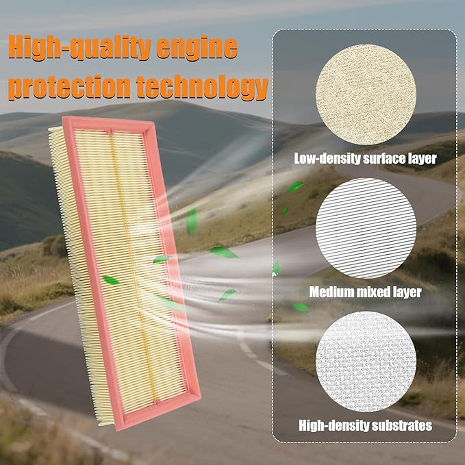 Engine Air Filter Replacement A2730940204 Compatible with Mercedes-Benz E350/C300/ML350/C240/GLK350/GL450/S550/E320/S430/C230 Select Models and More,Engine Air Filter for Car(2 PACK)