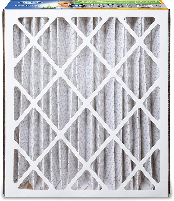 BestAir AB2025-13R AC Furnace Air Filter, 20" x 25" x 5", MERV 13, Fits 100%, For Trion Air Bear, Supreme, Skuttle, GeneralAire, Source1, Ultravation & Braeburn Models, Pack of 1