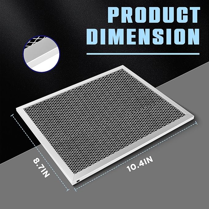 97007696 41F Range Hood Filter 10.5" x 8.8" Replacement for Bro.an Range Hood Filter - Aluminum Mesh Charcoal Combo Kitchen Grease Filter Replace 97007996 WB2X10700 50187 97005687 2 Pack by TOMOON