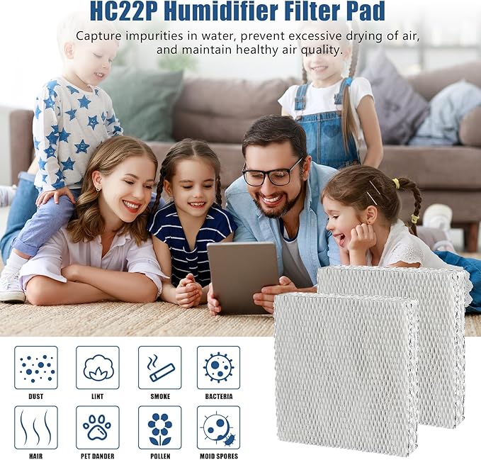 Alocs HC22P Humidifier Filter Pad Replacement for Honeywell HE100, HE150, HE220, HE225 HE240 HC22A1007, Aprilaire 110 220 Humidifier Filter Wicks (2 Pack)