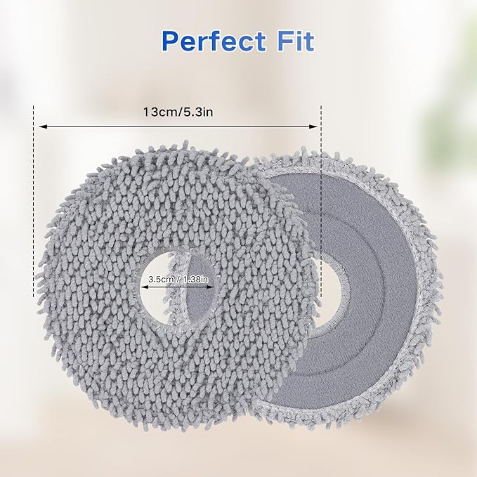 VIEWALL 8 Pack Mop Cloths for Roborock Qrevo QV 35A/35S/S5V/Q Revo S/Pro/Master/Plus/Curv/S5X/Edge/S5A/QX Revo/Saros 10R/20 Series Vacuum Cleaner, Microfiber Washable Mop Pad Replacement Accessories