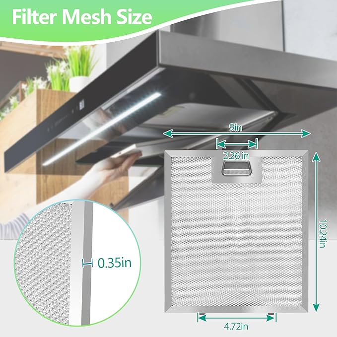 2-Pack S97018029 Range Hood Filter Replacement with Stainless Steel Frame, 5-Layer Aluminum Mesh Grease Filter for Broan B5 Series, 9"x10.25", Fits Part #99010123 – Corrosion-Resistant By Seteams