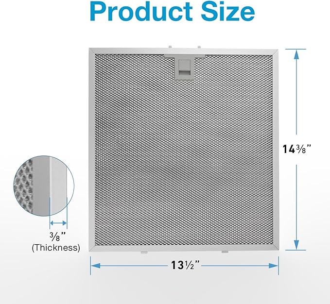 2Pcs WA0575 Range Hood Filter Compatible with Vissani 30-inch Pyramid or Wall Mount Range Hood, 5-Layer Aluminum Mesh Vent Filter 14-3/8" x 13-1/2"