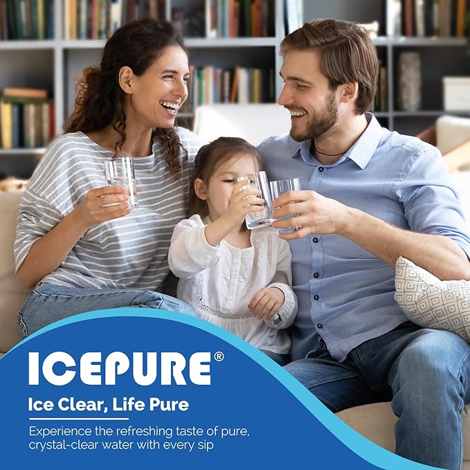 ICEPURE RWF5200A Water Filter Compatible for XWF (NOT Compatible for XWFE), WR17X30702, GE French Doors and Side-by-Side Refrigerators GDE25, GFE26, GNE25, GYE18, GBE21, GDE21, GFE24 Genuine 2PACK